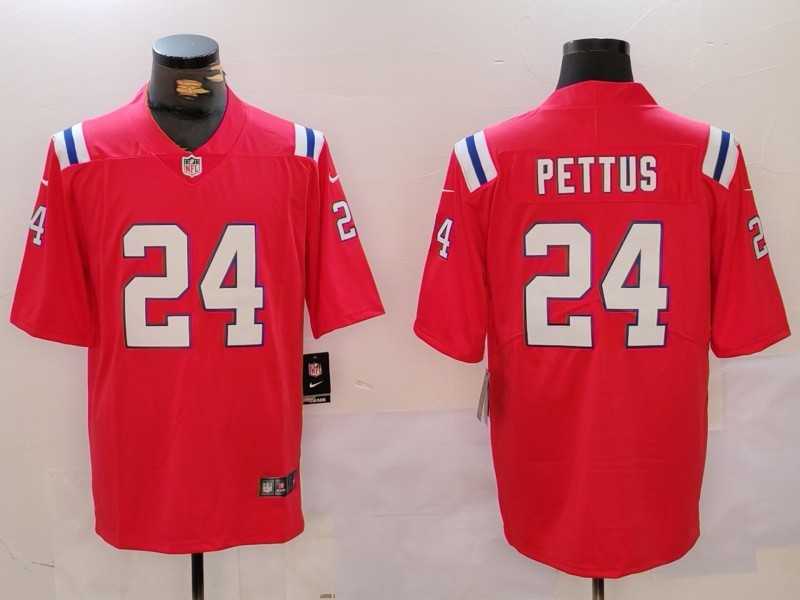 Men%27s New England Patriots #24 Dell Pettus Red Vapor Limited Stitched Jersey